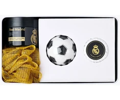 Real Madrid Set : , Soap Bar + , Body Sponge + , Hair Styling Wax, 100 g + , Bath Bomb + , Metal Cup Holder Unisex