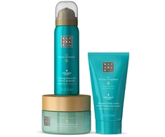 Set Rituals: The Ritual Of Karma, Exfoliating, Body Scrub, 125 g + The Ritual Of Karma, Hydrating, Body Kreminis, Body, 70 ml + The Ritual Of Karma, Shower Mousse, 50 ml