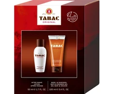 Tabac Original Tabac rinkinys: Original, valomasis, dušo želė, visam kūnui, visų tipų odai, 100 ml + Original, gaivinantis, po skutimosi losjonas, 50 ml vyrams