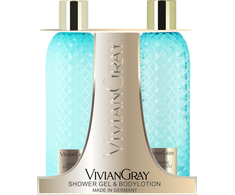 Newcos VIVIAN GRAY rinkinys Gemstone Jasmine &amp; Patchouli: dušo želė ir kūno losjonas, 2 x 300 ml