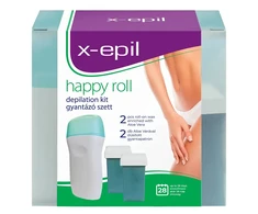Set X-Epil: Happy Roll, Aloe Vera, Silky Finish, Depilatory Wax, Refill, Body, 2 pcs, 50 ml + Happy Roll, Aloe Vera, Silky Finish, Depilatory Wax, Papildomas, Body, 50 ml + X-Epil, Hair Removal Wax Strips, For Legs, 10 pcs