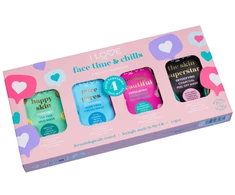 Time &amp; Chills Set I Love: Beautiful Peeling Peeling Sheet Mask For Face, 10 ml + Skin Superstar Detoxifying Sheet Mask For Face, 10 ml + Happy Skin Purifying Sheet Mask For Face, 10 ml + Pure Pores Cleansing Sheet Mask For Face, 10 ml