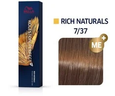 Wella Professionals Koleston Perfect Me+ Permanent Hair Dye 7/37 Medium Skirtas šviesiems plaukams Golden Brown, 60 ml