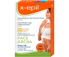 X-Epil, Hypoallergenic, Silky Finish, Hair Removal Wax Strips, For Face, 12 pcs