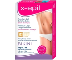 X-Epil, X-Epil, Silky Finish, Hair Removal Wax Strips, For Underarms &amp; Bikini Area, 12 pcs