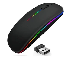 Belaidė įkraunama optinė pelė, Plona 2,4 GHz „Bluetooth“, juoda