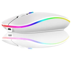 Belaidė įkraunama optinė pelė, Plona 2,4 GHz „Bluetooth“, balta