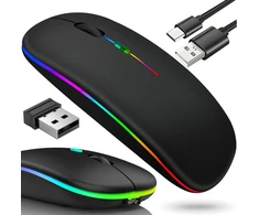 Belaidė įkraunama optinė pelė, Plona 2,4 GHz „Bluetooth“, juoda