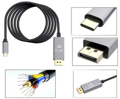 DisplayPort 1.4 ir USB C tipo jungčių laidas