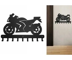Kabykla rūbams ir raktams Sportinis motociklas, juodos spalvos