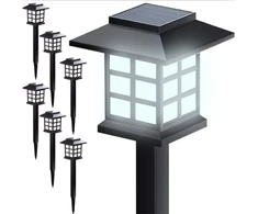 LED Sodo šviestuvai su saulės baterija, 6 vnt.