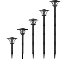 Reguliuojamo aukščio sodo LED žibintas su saulės kolektoriumi, 57-155 cm, 1 vnt.