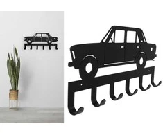 Sieninė kabykla rūbams ir raktams Automobilis, 35cm, juodos spalvos