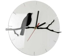 Sieninis laikrodis Bird baltas, 30cm