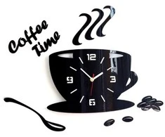 Sieninis laikrodis Coffee time, juodas
