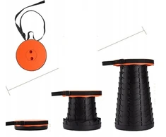 Teleskopinė turistinė kėdė, juoda/orandžinė, 25cm