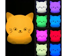 Vaikiškas LED šviestuvas katinėlis, RGB su valdymo pulteliu