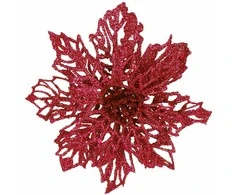 Dirbtinė puansetija Springos CA1261, 13 cm, rožinė su blizgučiais