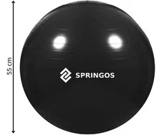 Gimnastikos kamuolys Springos FB0013 55 cm juodas