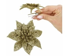 Kalėdinė puošmena Springos poinsetija 8x8 cm