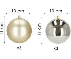 Kalėdiniai žaisliukai Springos 10 cm, 6 vnt.