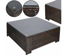 Lauko baldų komplektas Modulinis sodo baldų komplektas Springos GF0062 staliukas, fotelis, sofa, 4 moduliai, rudos-kreminės spalvos