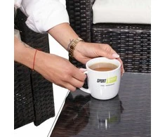 Lauko baldų komplektas Modulinis sodo baldų komplektas Springos GF0062 staliukas, fotelis, sofa, 4 moduliai, rudos-kreminės spalvos