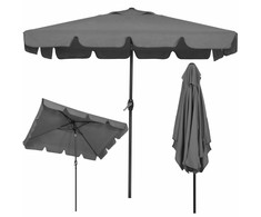 Sodo skėtis su rankena, didelis, sulankstomas terasai ir balkonui, Springos GU0037, 240 cm, tamsiai pilkas