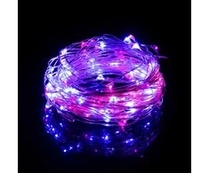 Springos Šviesos girlianda su 100 LED lempučių, rožinė ir mėlyna
