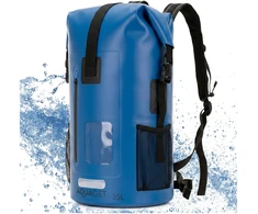 Springos Neperšlampama kuprinė-maišas AQ0024 su kišenėmis ir diržais, 35L, IPX6, mėlyna/juoda