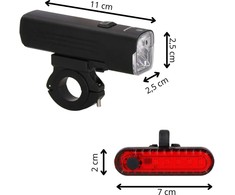 Dviračio žibintų rinkinys Springos BA0081, 1000 lm, USB įkrovimas