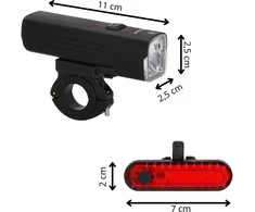 Dviračio žibintų rinkinys Springos BA0081, 1000 lm, USB įkrovimas