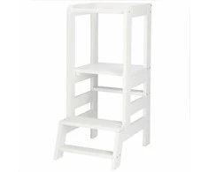 Virtuvės pagalbininkas Springos 90 cm, balta, pušies mediena