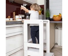 Virtuvės pagalbininkas Springos 90 cm, balta, pušies mediena