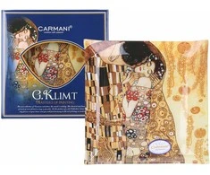 Carmani stiklo lėkštė 25x25cm,G.Klimt,Bučinys