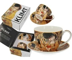 Carmani Puodelis su lėkštute 240ml, G.Klimt,"Bučinys"
