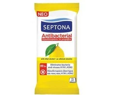 Antibakterinės drėgnos servetėlės Septona citrinų kvapo 15vnt