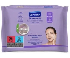 Drėgnos servetėlės makiažui valyt SEPTONA su hialurono rūgštimi ir hidralizuotais perlais 20vnt