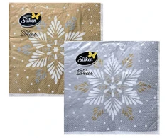 Silken Stalo servetėlės Decor Snaigės 33x33cm, 3 sluoksniai, 18vnt