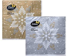 Silken Stalo servetėlės Decor Snaigės 33x33cm, 3 sluoksniai, 18vnt
