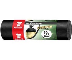Šiukšlių maišai Kuchcik juodi 7 mikronų, 60L, 20vnt