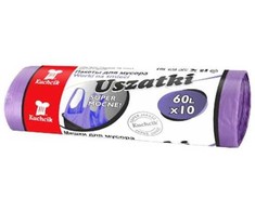 Šiukšlių maišai su rankenomis Kuchcik violetiniai 13 mikronų, 60L, 10vnt