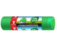 Kuchcik Šiukšlių maišai užrišami, 60l/10vnt., HDPE, žali