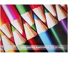 Spalvotas kartonas A4 formato, 10 lapų