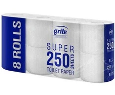 Tualetinis popierius GRITE Super Mini 250 lapelių, 8 ritinėliai, 3 sluoksniai