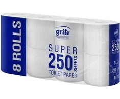 Tualetinis popierius GRITE Super Mini 250 lapelių, 8 ritinėliai, 3 sluoksniai