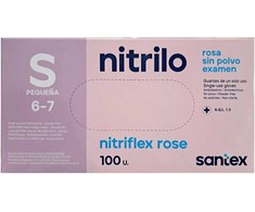 Santex Nitriflex Rose vienkartinės nitrilo pirštinės, rausvos, 3.5g (100vnt.) - S - 1pak.x100vnt.