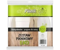 Vienkartinių indų ir įrankių komplektas 4 asmenims Piknik
