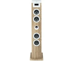 Kompiuterio kolonėlės Garsiakalbių Sistema - Thomson Sound Tower 60W CD USB SD Radijas Aux Nuotolinio Valdymo Pultas, Medinis, Baltas.