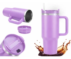 1.2L Termo puodelis su šiaudeliu ir plienine rankena